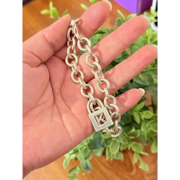 T&Co. 925 Initial Padlock K Charm Bracelet - Picture 5 of 7